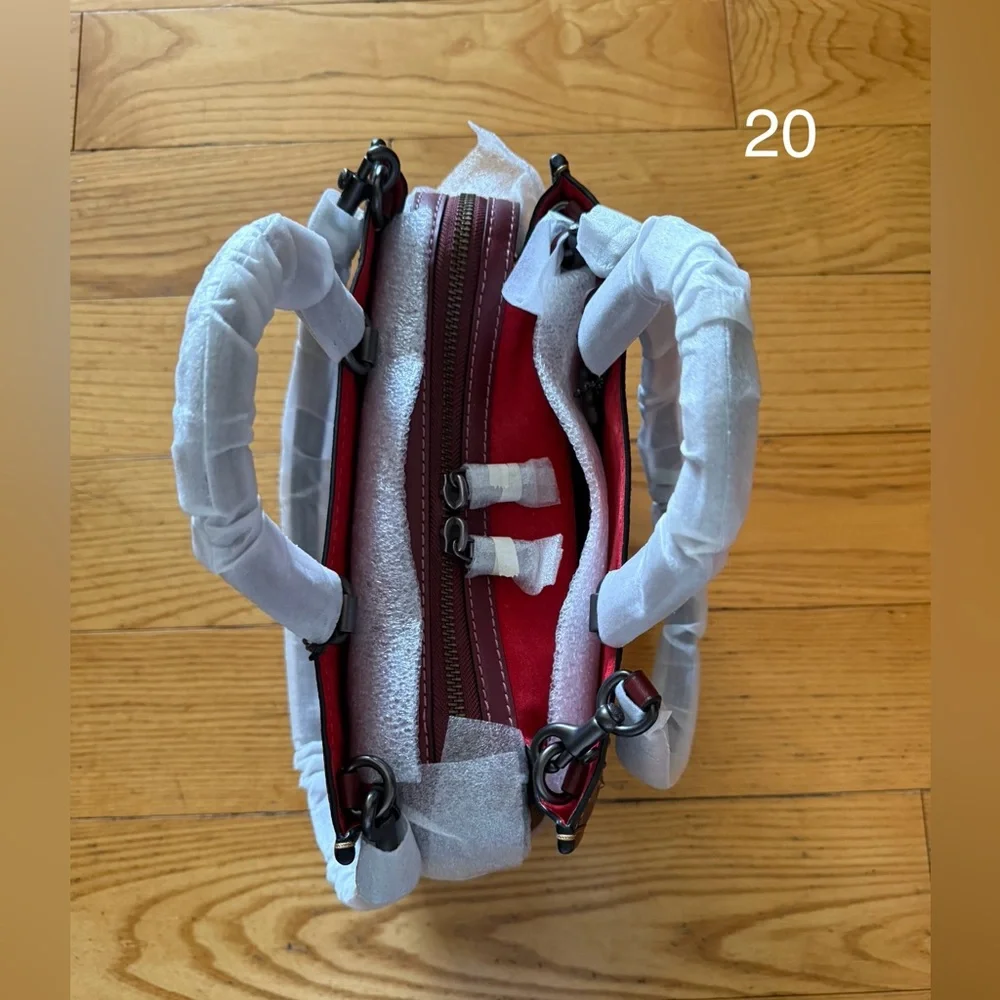 Coach Burgundy Studded Satchel - Picture 3 of 4